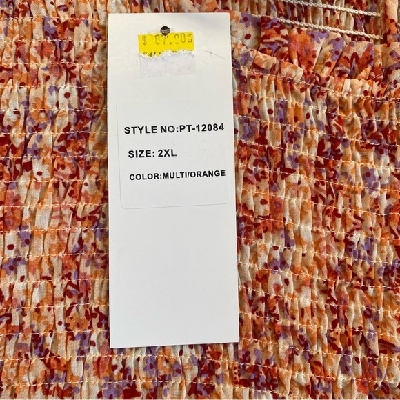 NWT Papillon Blouse Ditsy floral ruffle sleeves smocked chest XXL - Picture 9 of 10